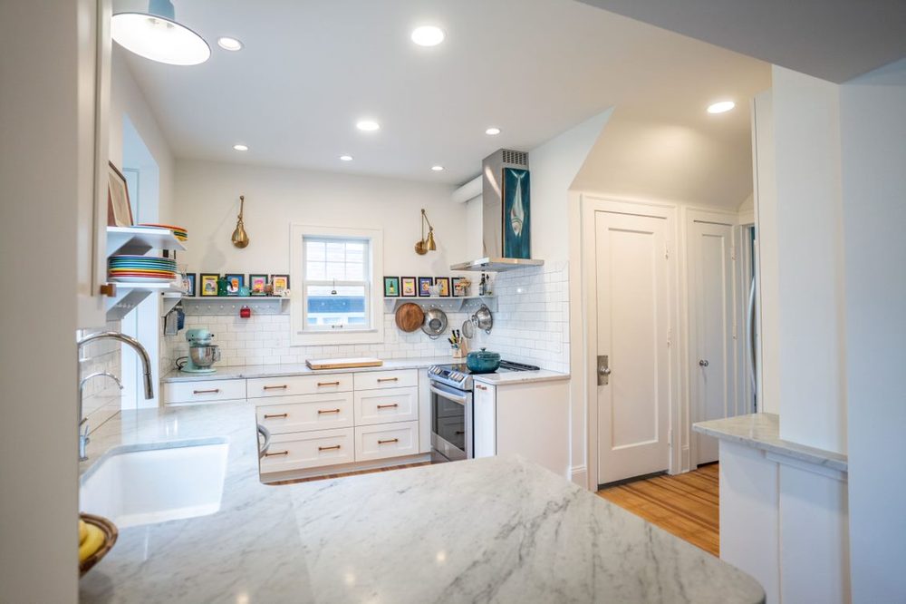Kitchen and dining remodel with pendant lighting